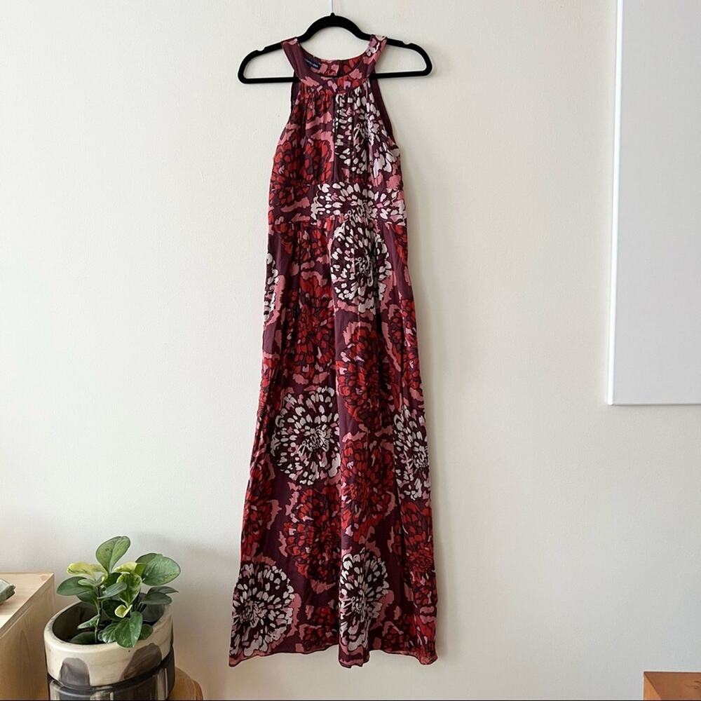 Martin + Osa Floral Print Red High Neck Maxi Dress